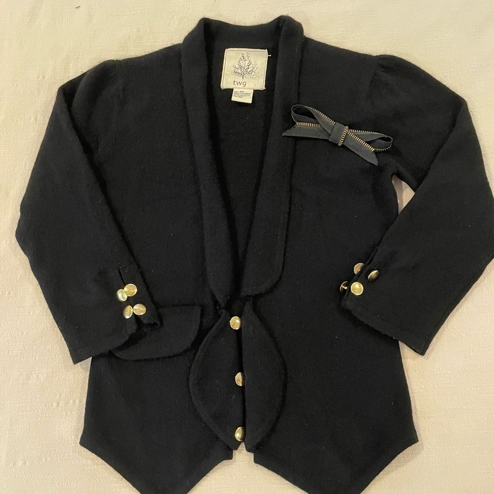 Cashmere Black Blazer with Gold Accents